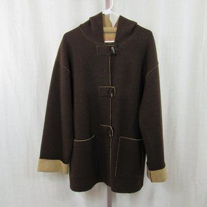 Lauren Ralph Lauren Women's XL Wool Blend Brown and Tan Toggle Coat